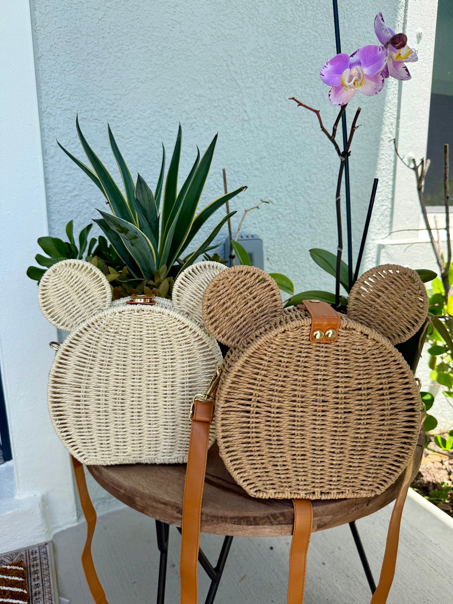 Cream Rattan Mouse Crossbody