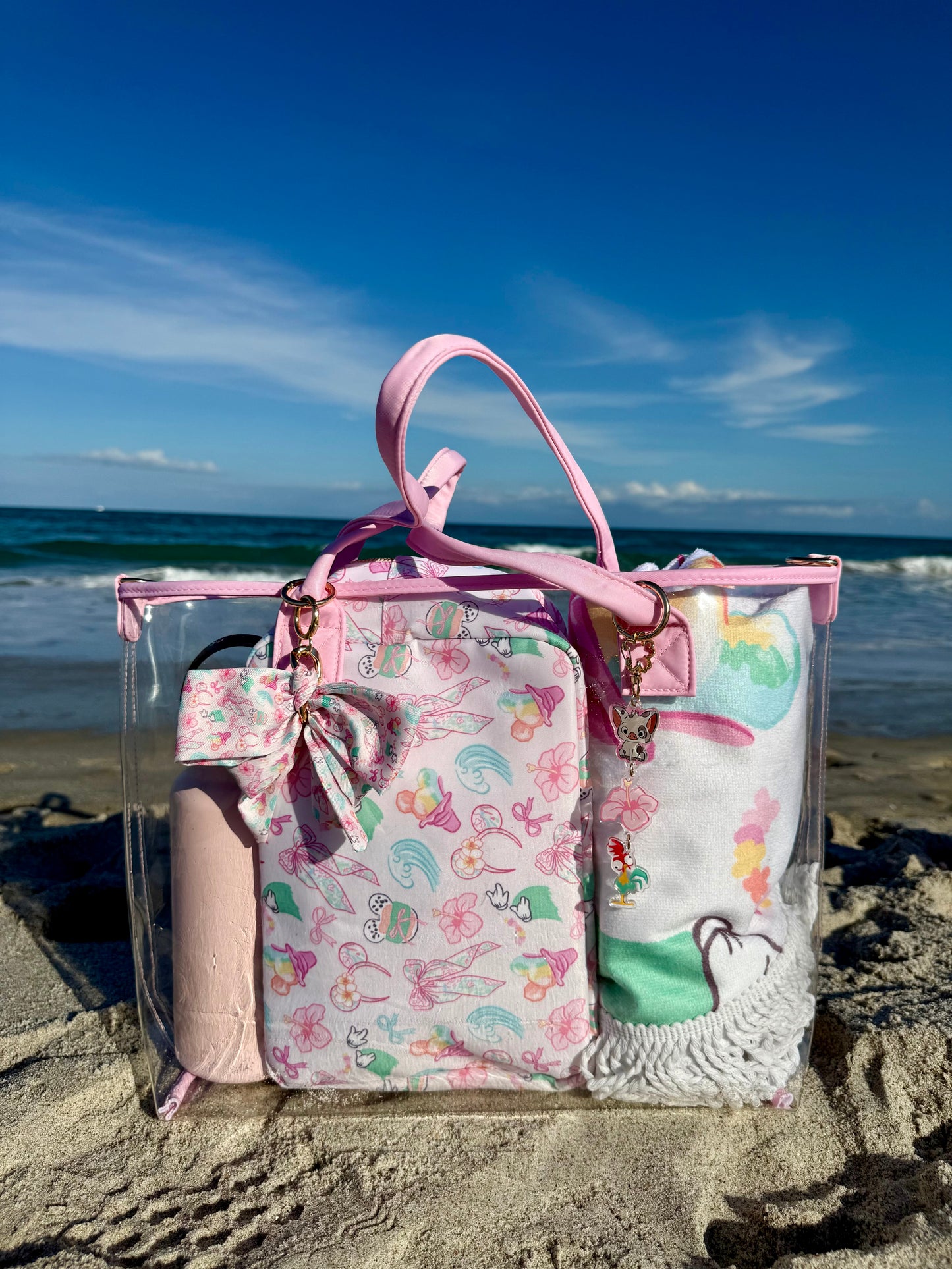 Aloha Magic Clear PVC Tote Bag-Pink