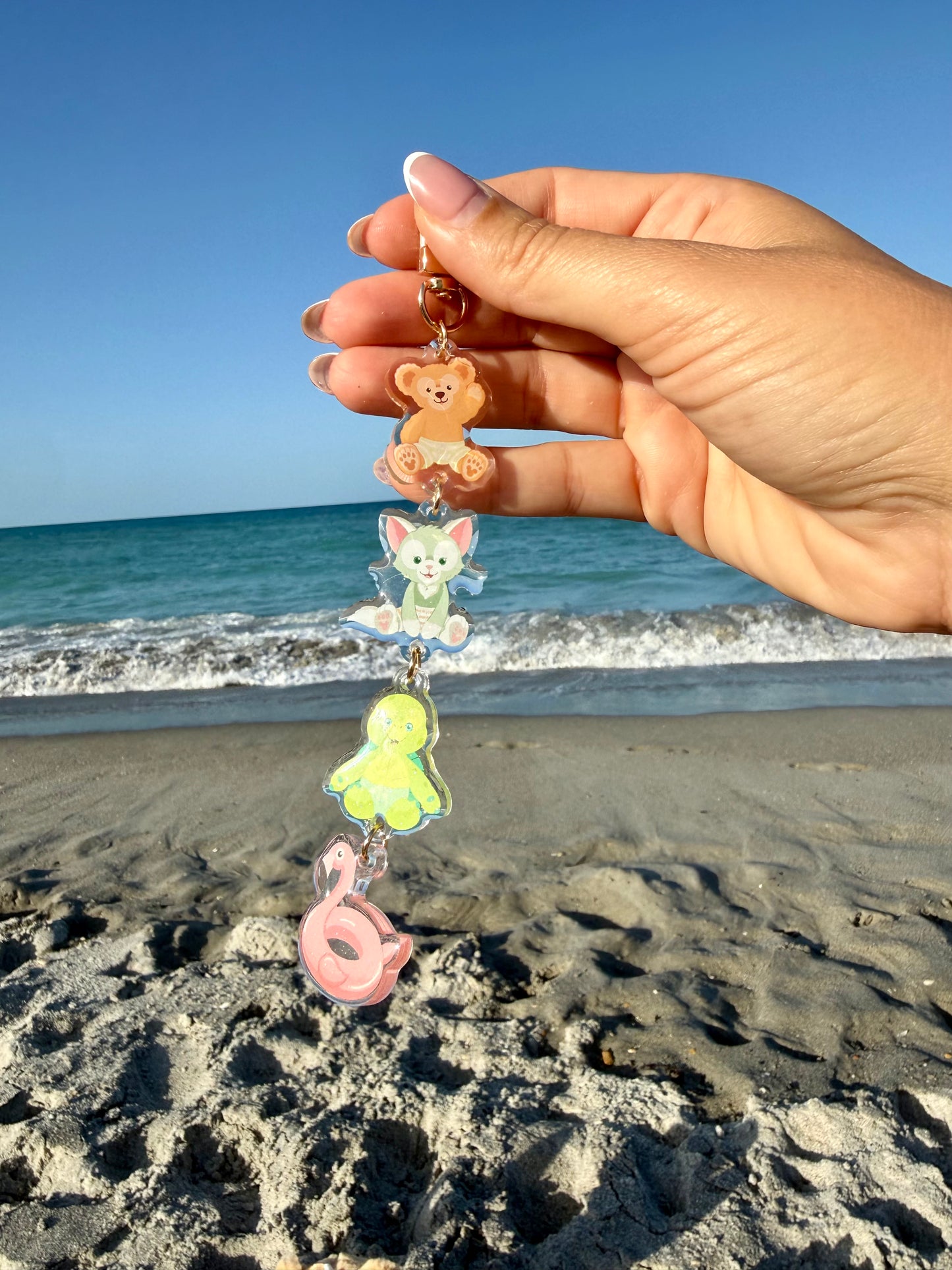 Summer Boy Bear Friends Acrylic Bag Charm