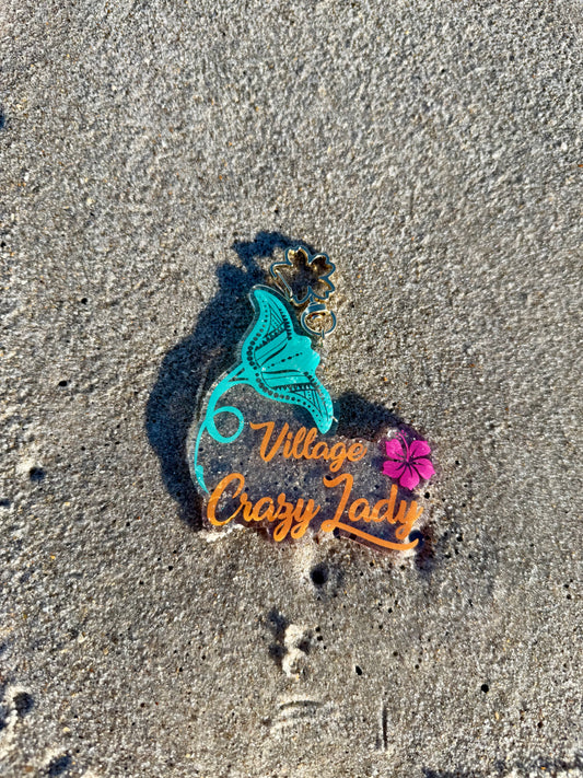 Village Crazy Lady Acrylic Bag Charm