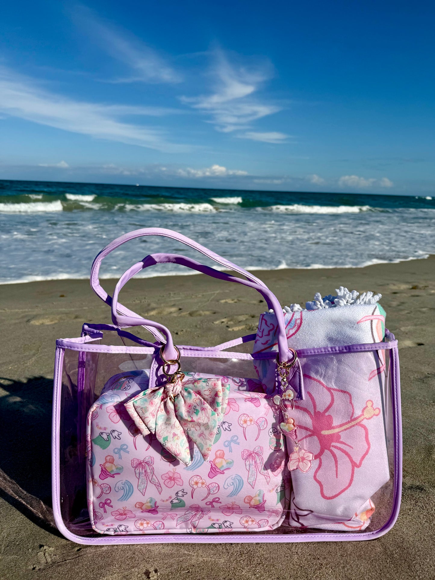 Aloha Magic Clear Large PVC Tote Bag-Purple