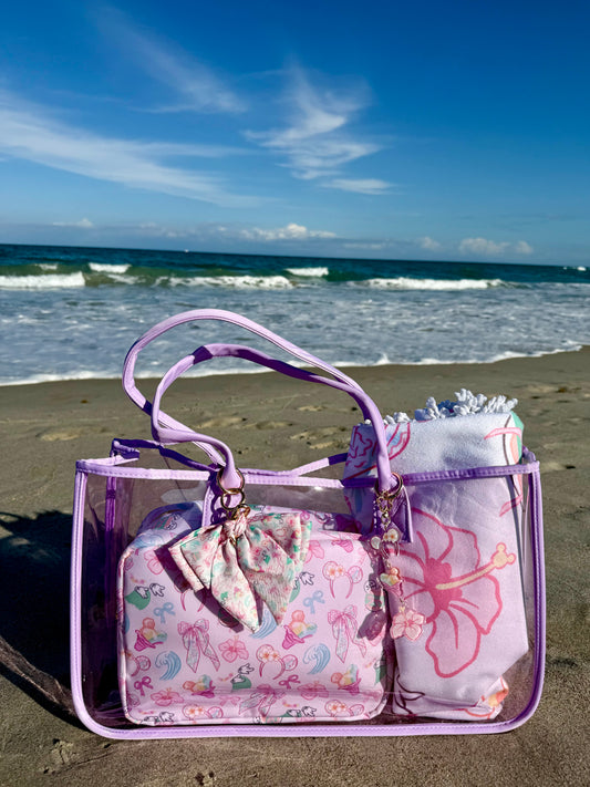 Aloha Magic Clear Large PVC Tote Bag-Purple