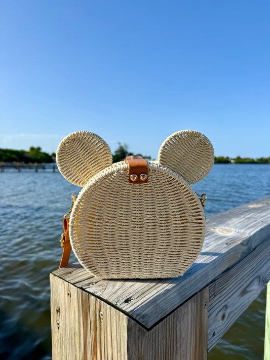 Cream Rattan Mouse Crossbody