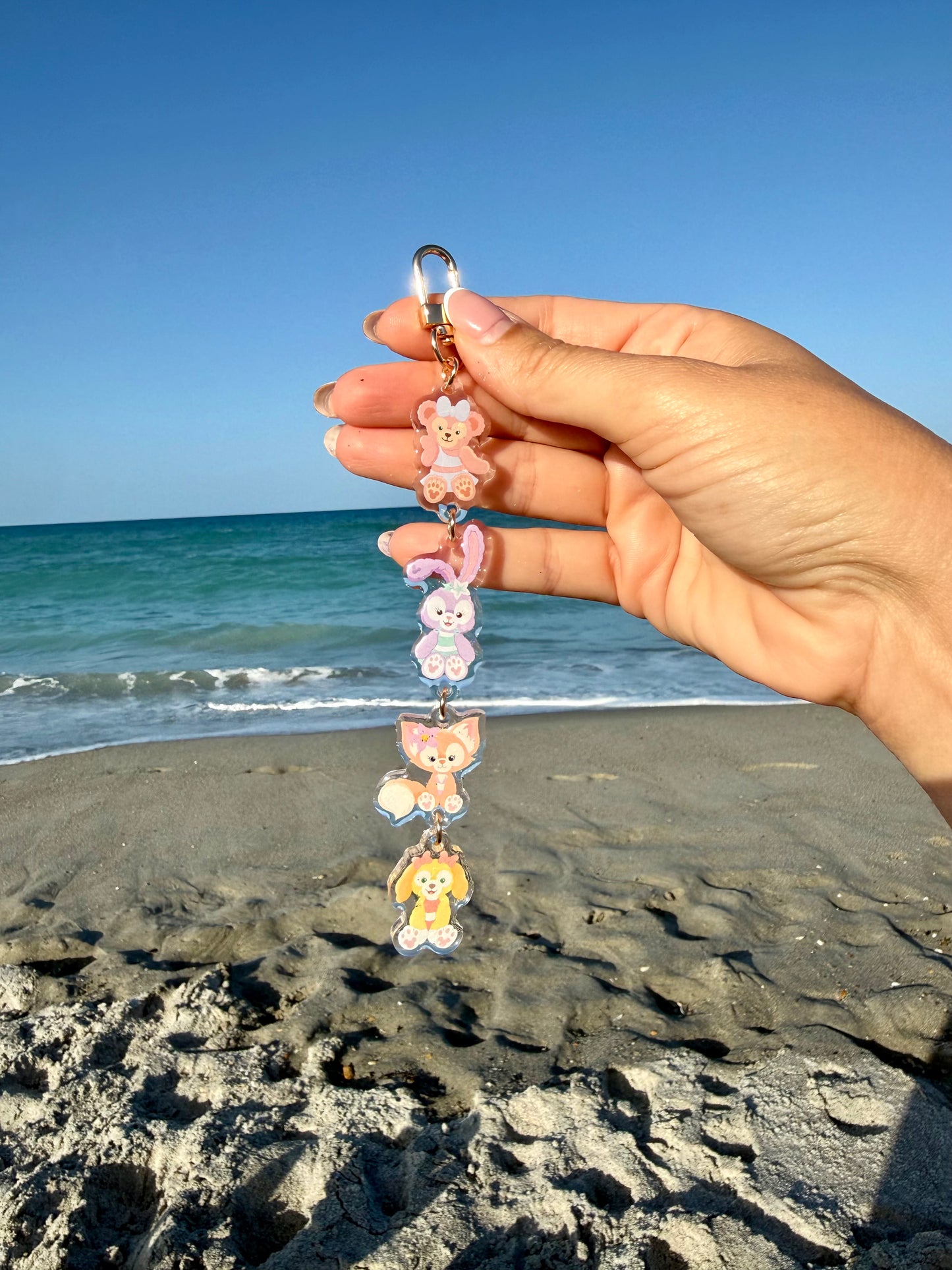 Summer Girl Bear Friends Acrylic Bag Charm